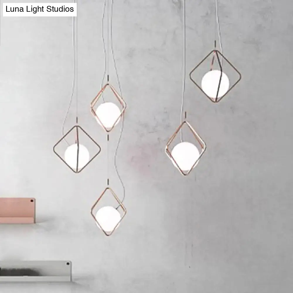 Modern copper square suspension light for living room