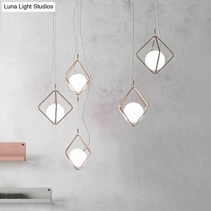 Modern copper square suspension light for living room