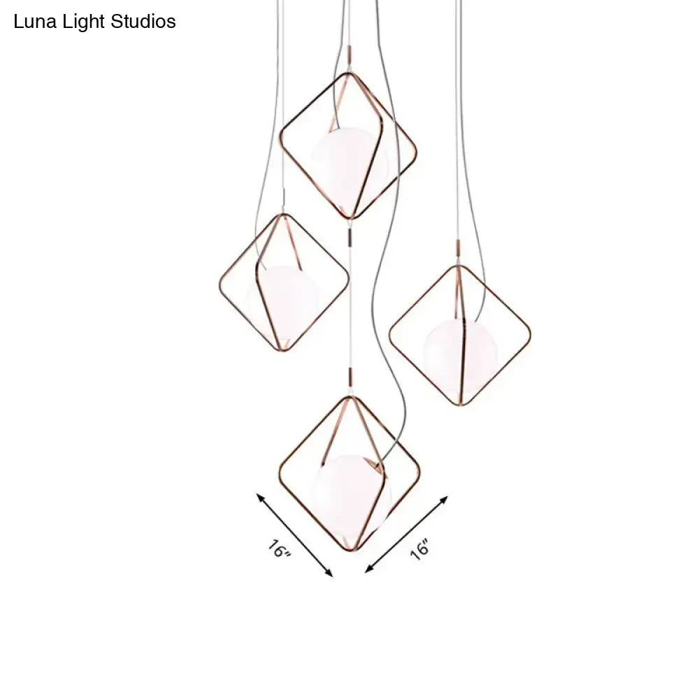 Modern copper square suspension light for living room