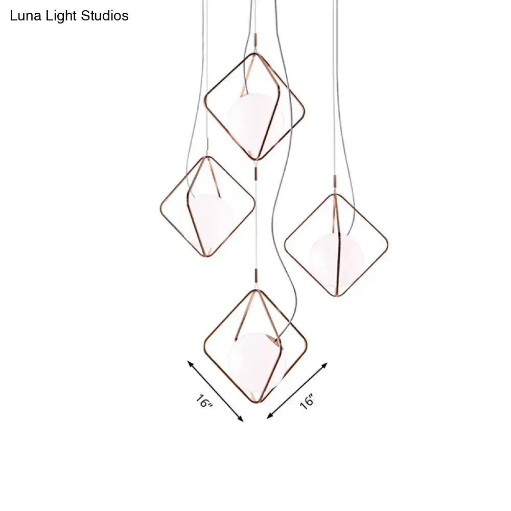 Modern copper square suspension light for living room