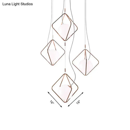 Modern copper square suspension light for living room