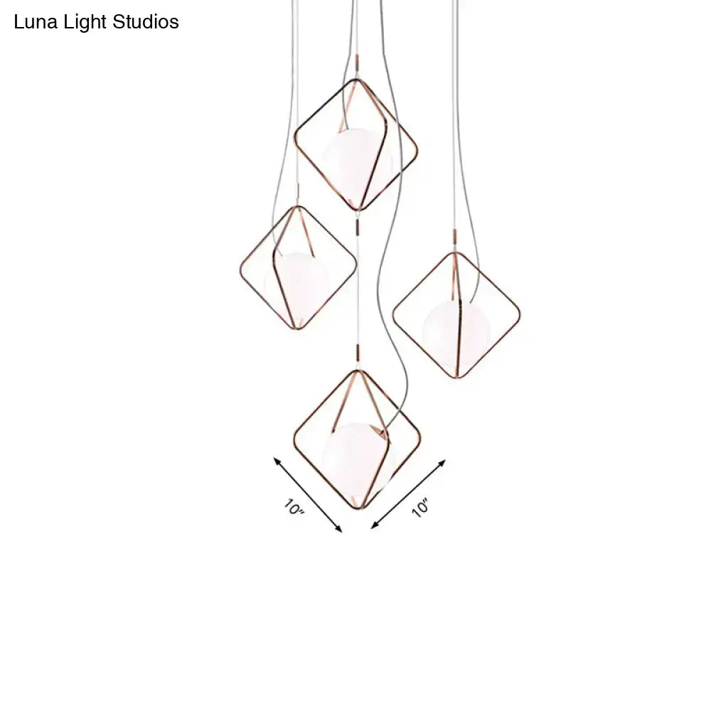 Modern copper square suspension light for living room
