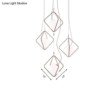 Modern copper square suspension light for living room