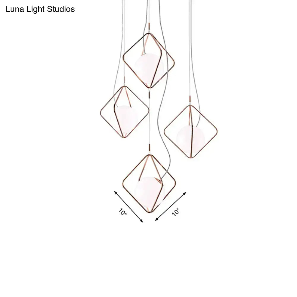 Modern copper square suspension light for living room