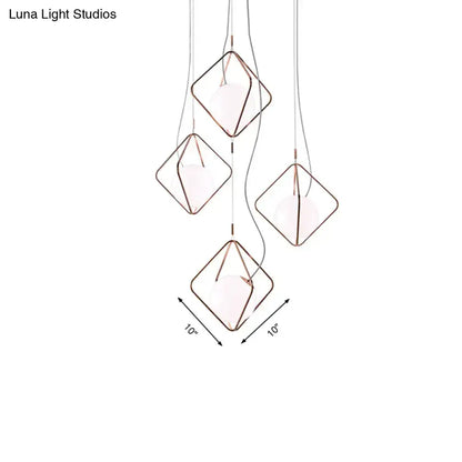 Modern copper square suspension light for living room