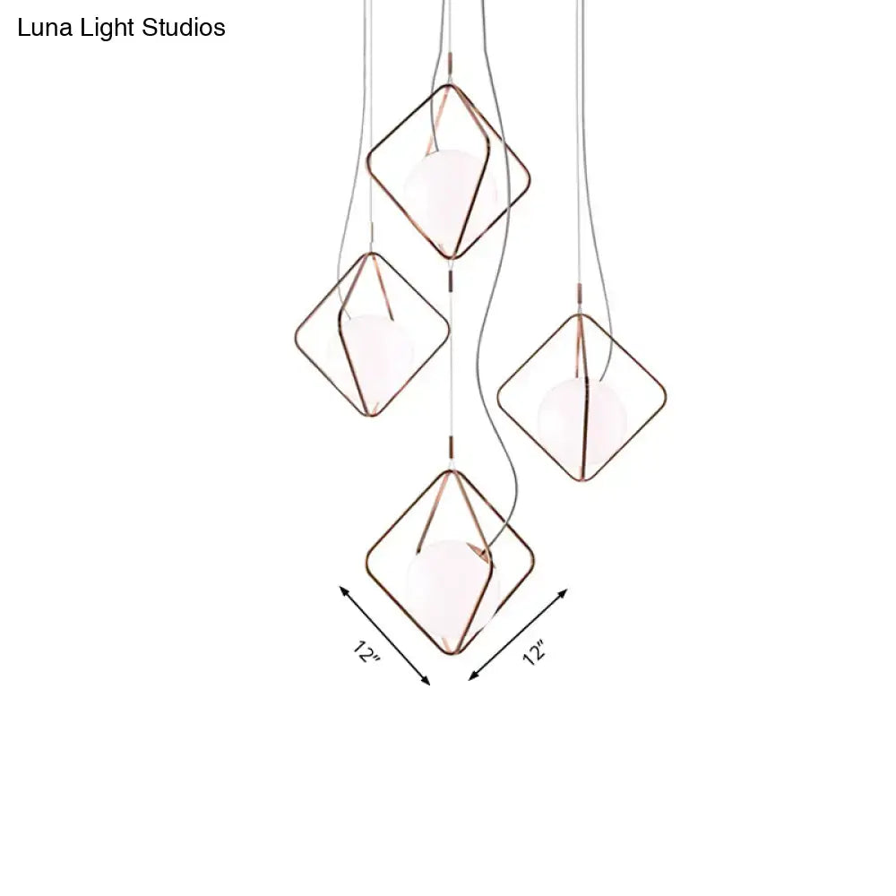 Modern copper square suspension light for living room