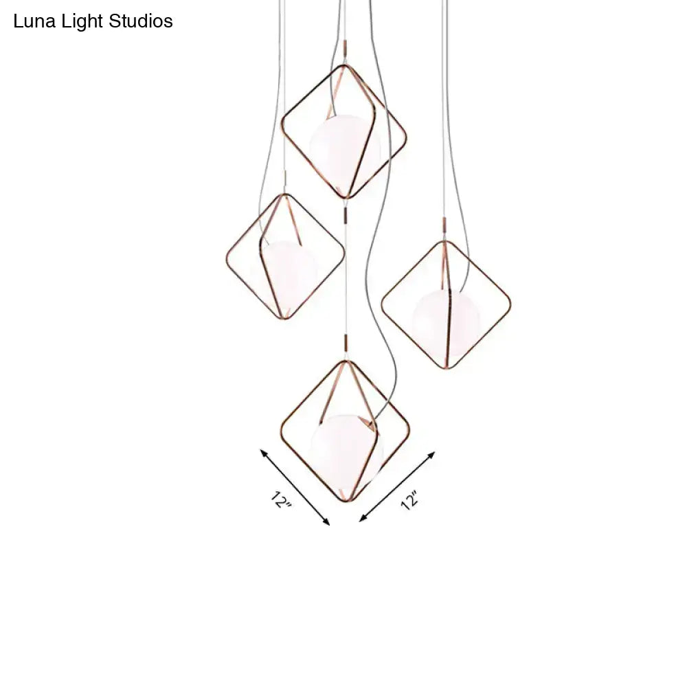 Modern copper square suspension light for living room