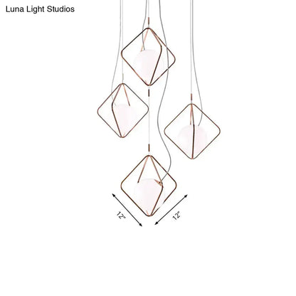 Modern copper square suspension light for living room
