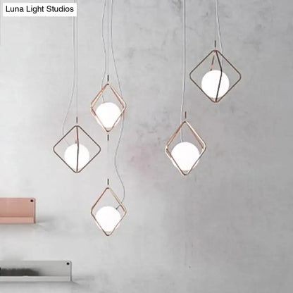 Modern copper square suspension light for living room
