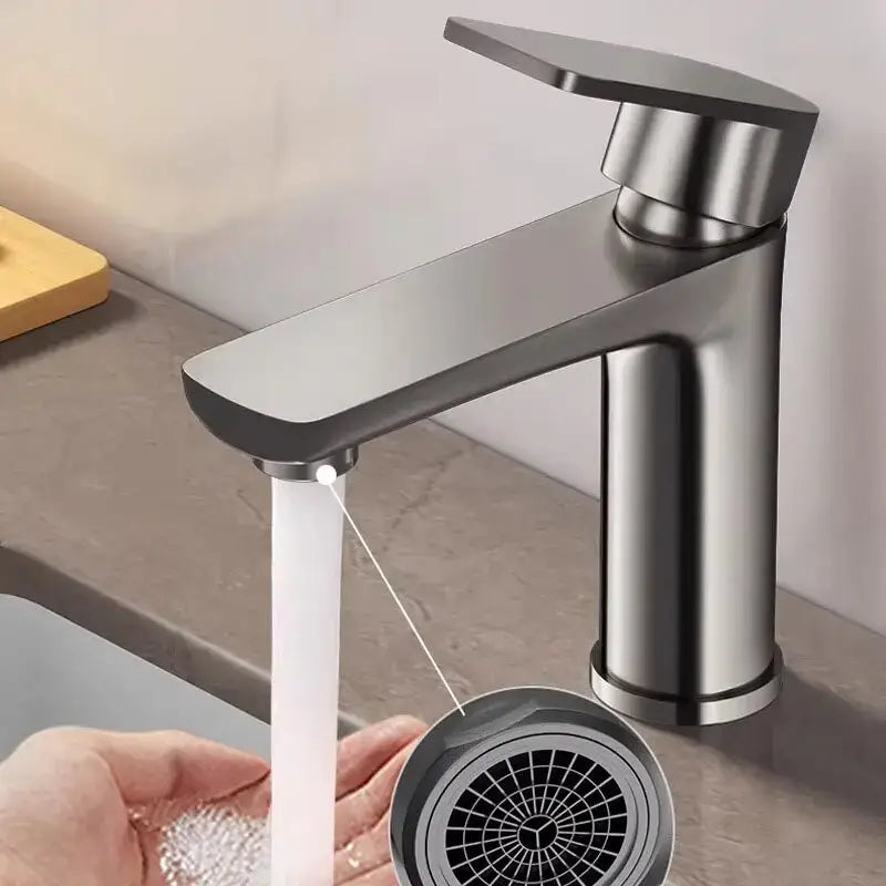 Modern brushed stainless steel bathroom sink faucet single handle control