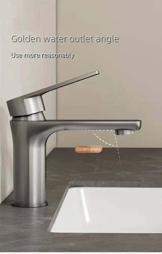 Modern brushed stainless steel bathroom sink faucet single handle control