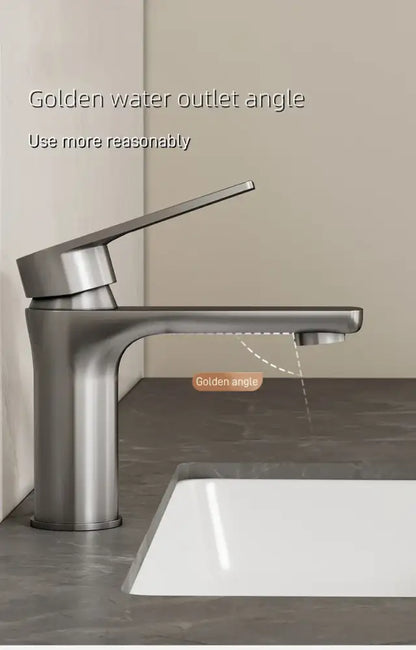 Modern brushed stainless steel bathroom sink faucet single handle control