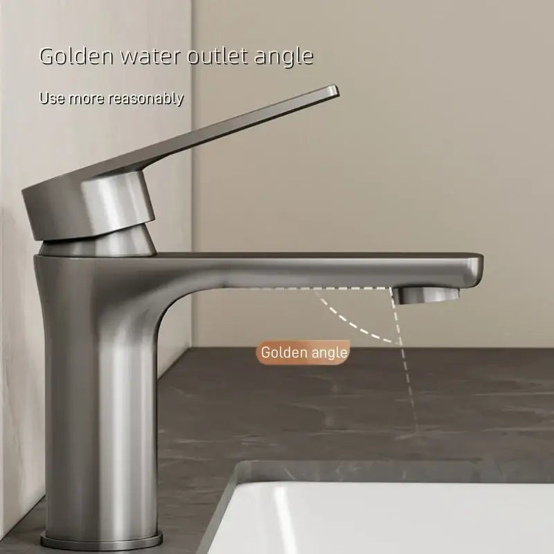 Modern brushed stainless steel bathroom sink faucet single handle control