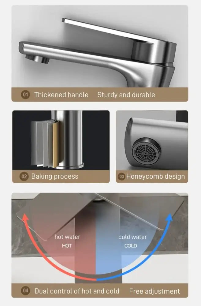 Modern brushed stainless steel bathroom sink faucet single handle control
