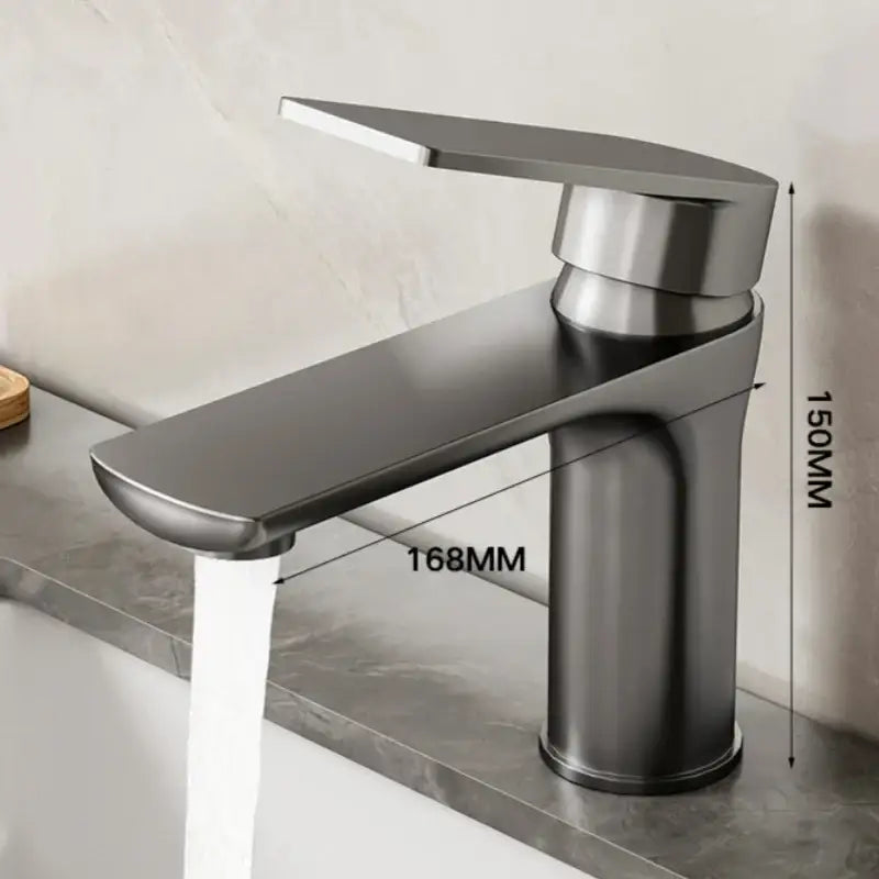 Modern brushed stainless steel bathroom sink faucet single handle control