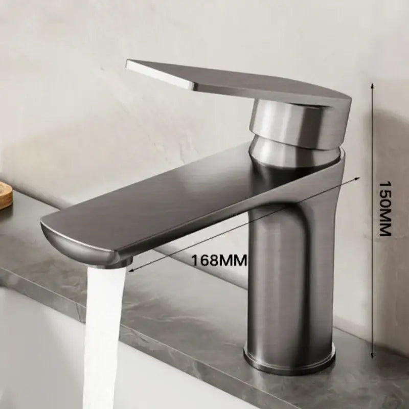 Modern brushed stainless steel bathroom sink faucet single handle control