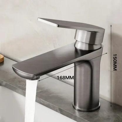 Modern brushed stainless steel bathroom sink faucet single handle control