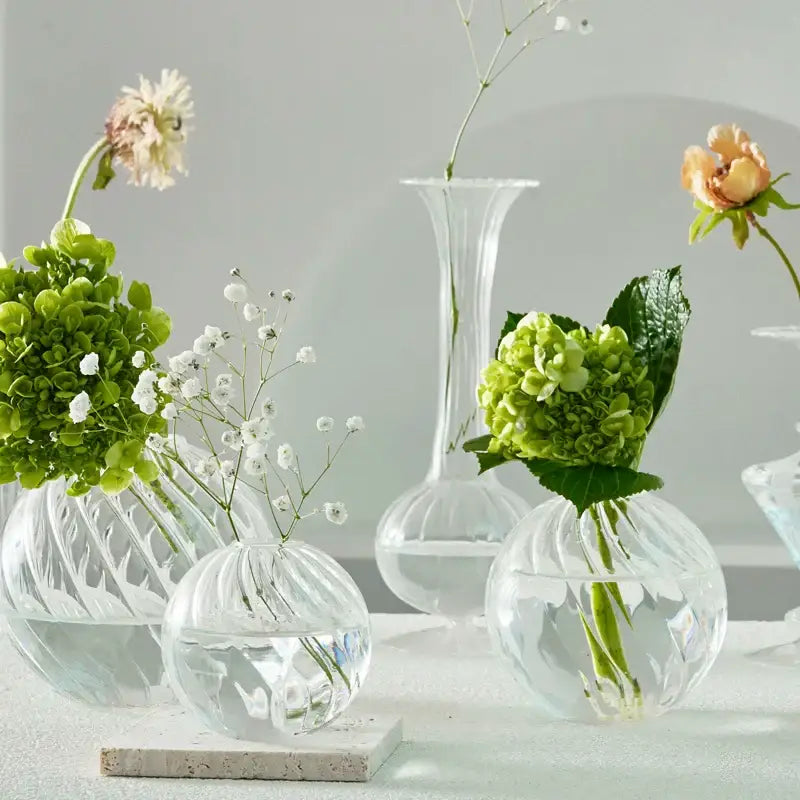 Modern ribbed transparent glass vases living room decorate root