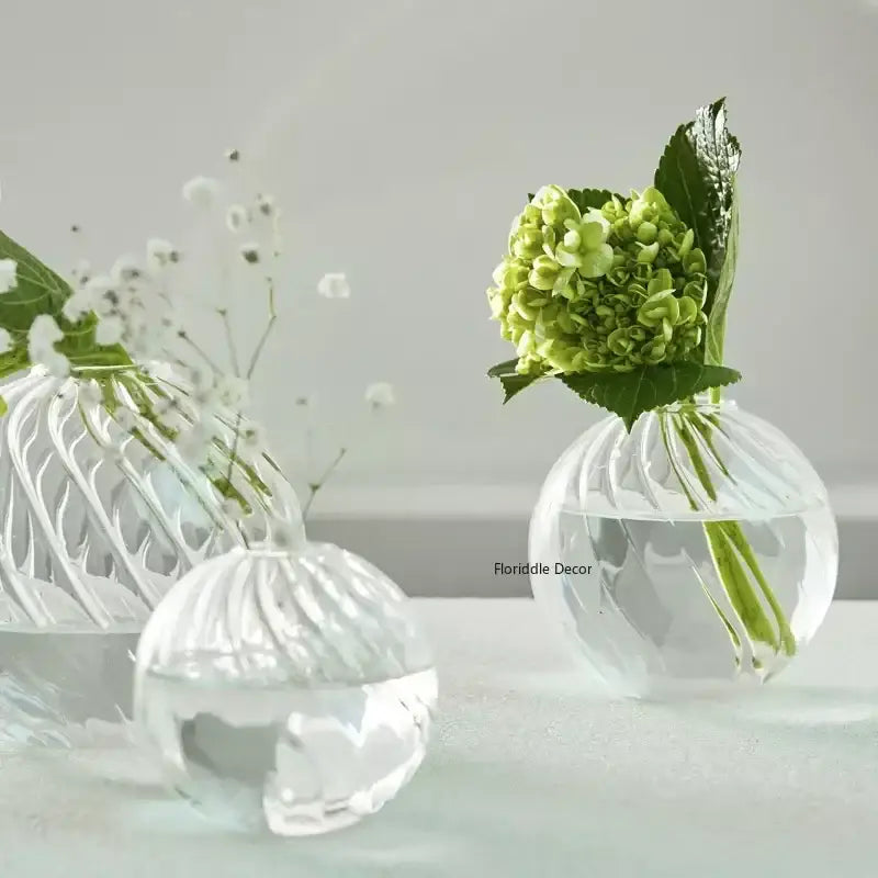 Modern ribbed transparent glass vases living room decorate root