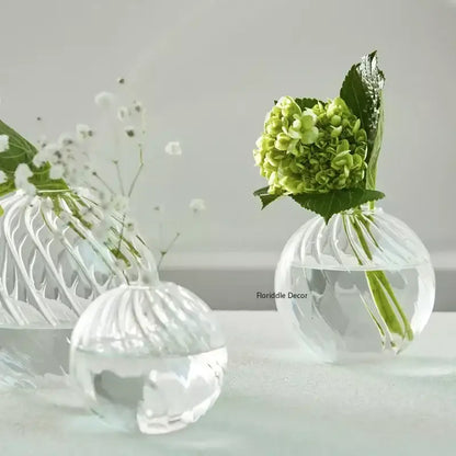 Modern ribbed transparent glass vases living room decorate root