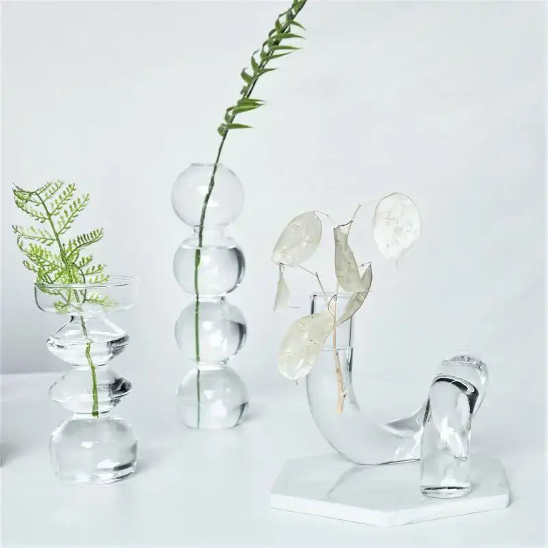 Modern ribbed transparent glass vases living room decorate root