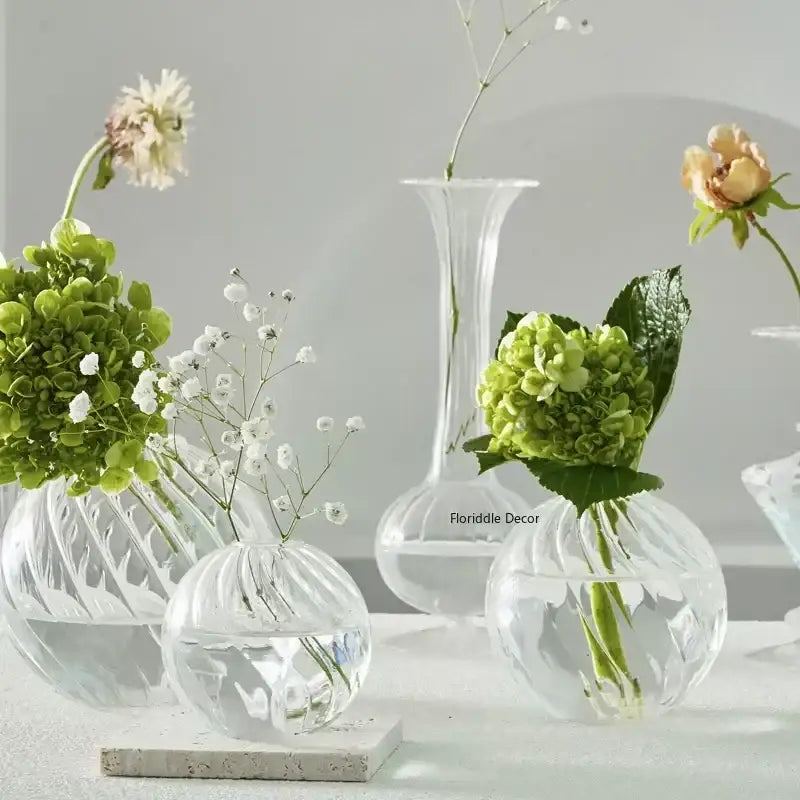 Modern ribbed transparent glass vases living room decorate root
