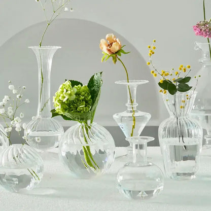 Modern ribbed transparent glass vases living room decorate root