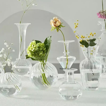 Modern ribbed transparent glass vases living room decorate root