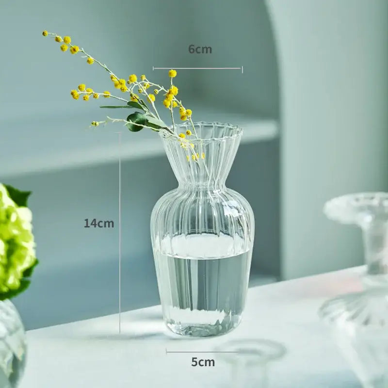 Modern ribbed transparent glass vases living room decorate root