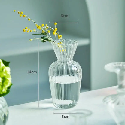 Modern ribbed transparent glass vases living room decorate root