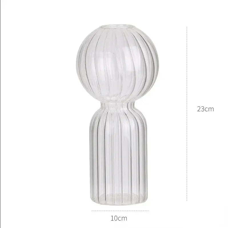 Modern ribbed transparent glass vases living room decorate root