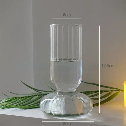 Modern ribbed transparent glass vases living room decorate root