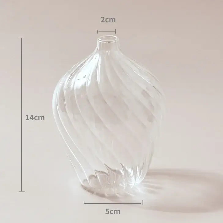 Modern ribbed transparent glass vases living room decorate root
