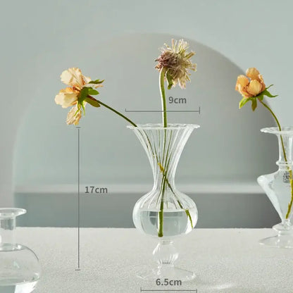 Modern ribbed transparent glass vases living room decorate root