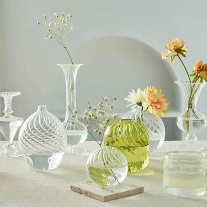 Modern ribbed transparent glass vases living room decorate root