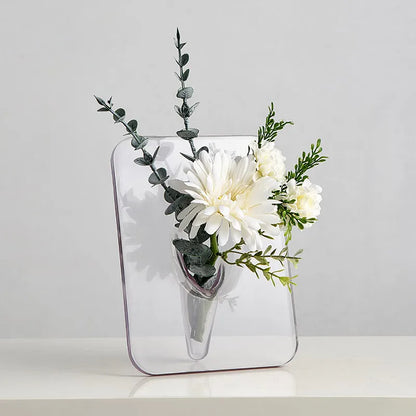 DecorBites™ Modern Transparent Square Vase for Flowers