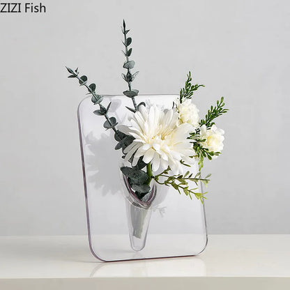 DecorBites™ Modern Transparent Square Vase for Flowers