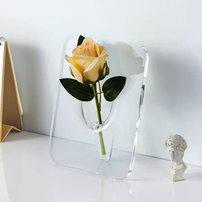 Modern transparent square vase wall mounted living room decor
