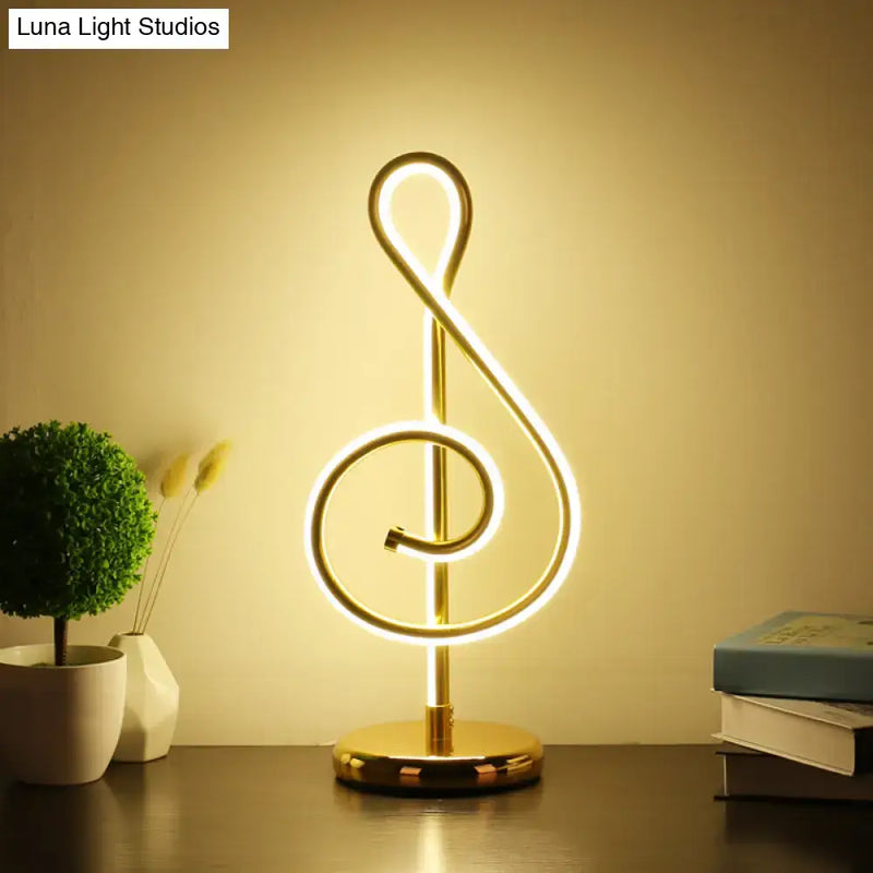 Modern twist led treble clef gold table lamp for living room