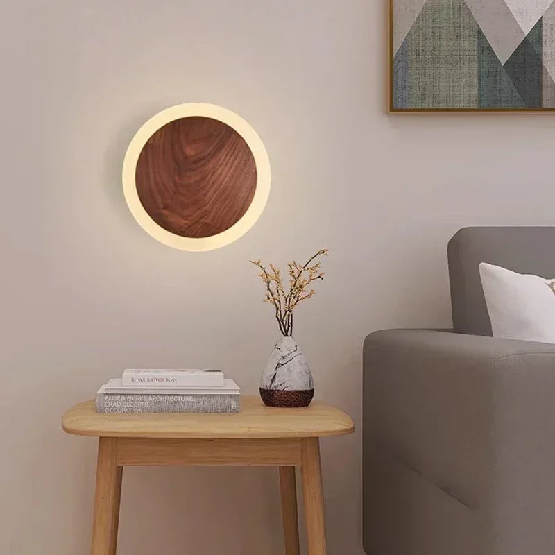 DecorBites™ Modern Walnut LED Wall Light