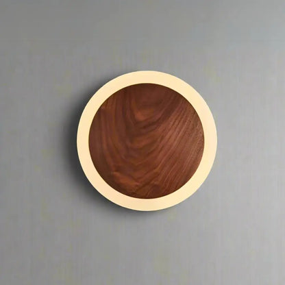 Modern walnut led wall light walnut & beige bedroom sconce
