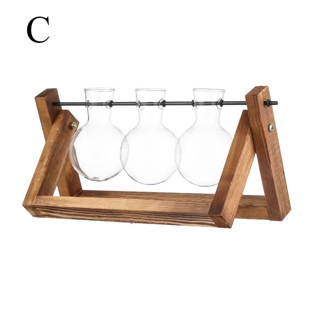 DecorBites™ Modern Wooden Frame Glass Vase Terrarium
