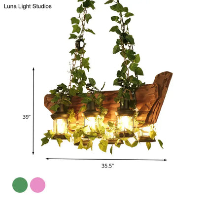 Industrial pink & green ivy pendant light – kitchen industrial style