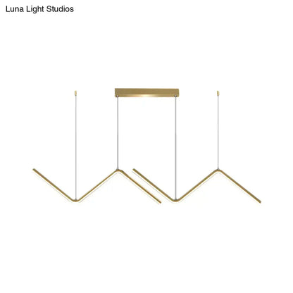 Modern zigzag black & gold metal hanging lamp for dining room