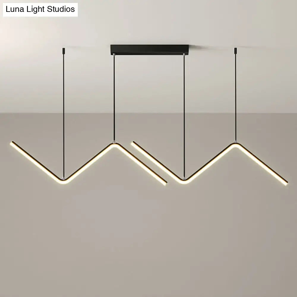 Modern zigzag black & gold metal hanging lamp for dining room