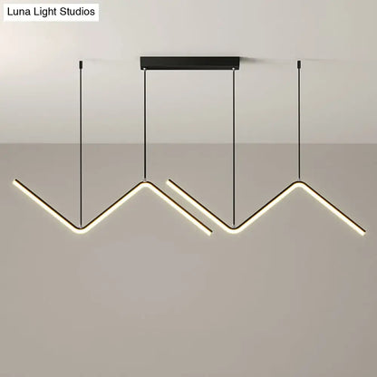 Modern zigzag black & gold metal hanging lamp for dining room