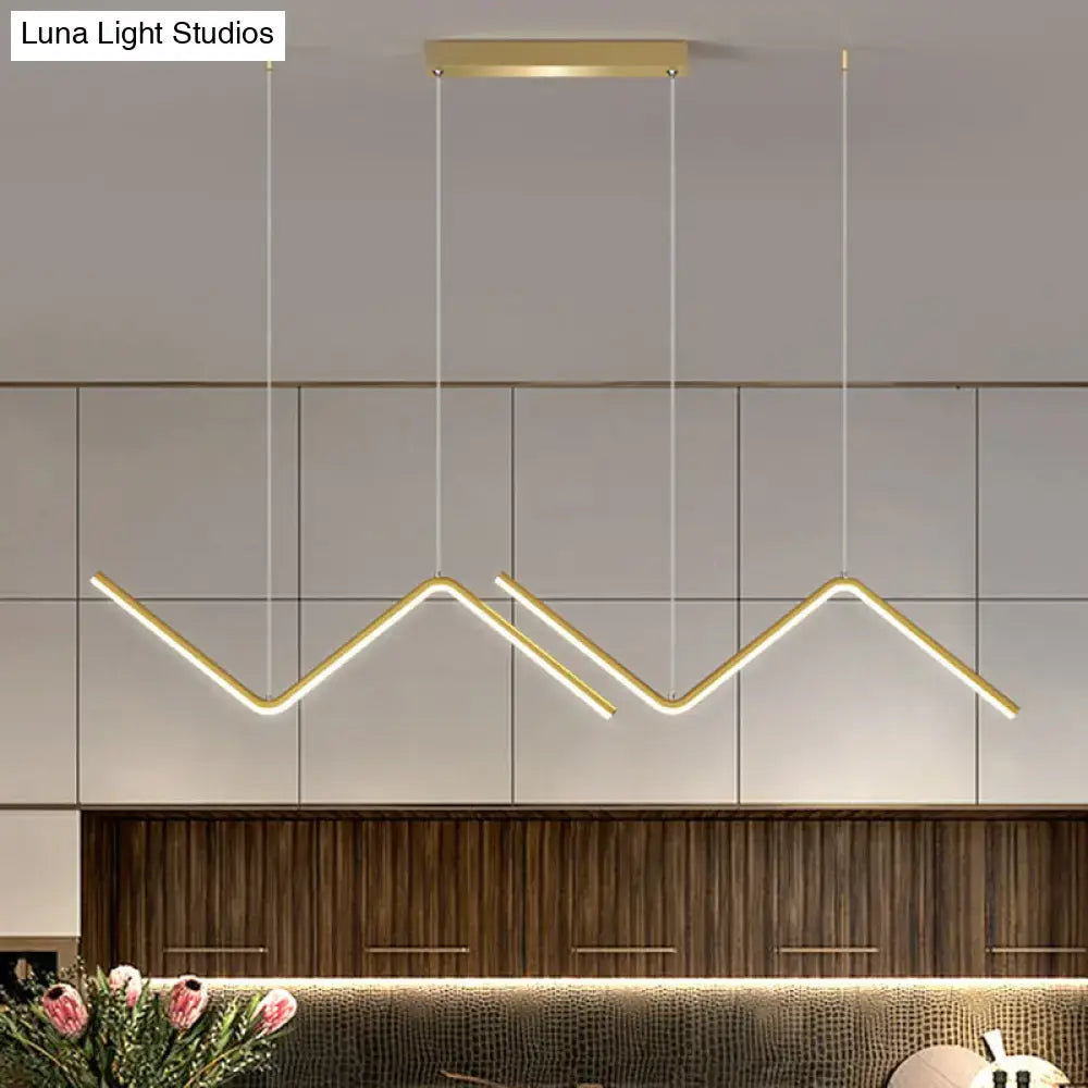 Modern zigzag black & gold metal hanging lamp for dining room