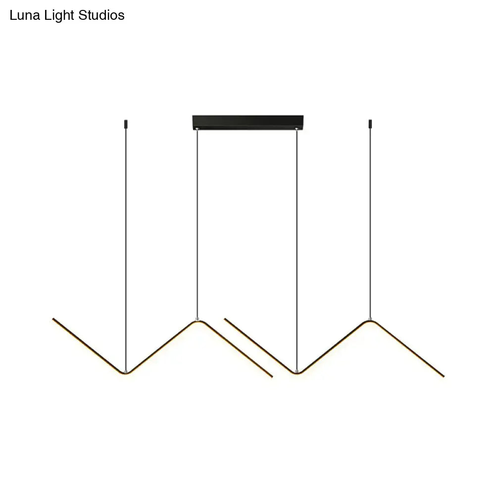 Modern zigzag black & gold metal hanging lamp for dining room