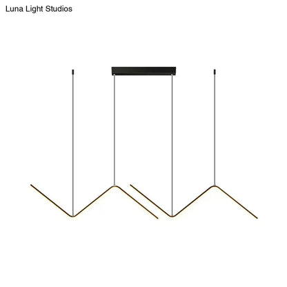 Modern zigzag black & gold metal hanging lamp for dining room