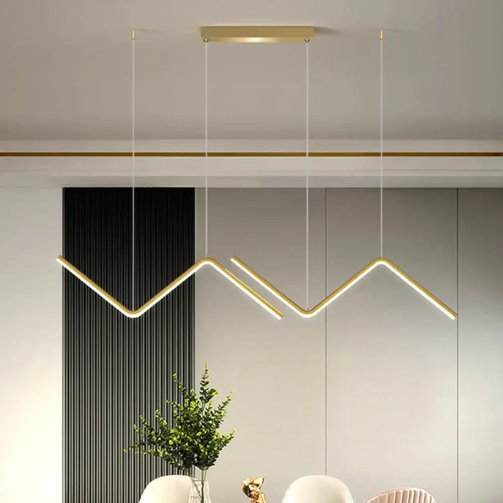 Modern zigzag black & gold metal hanging lamp for dining room